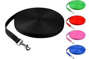 LSTPETBB Training Lead For Dogs, 5/10/30/50M Long Leads For Dog Training Leads, Strong Nylon Extra Long Line Training Dog Lead For Dog Tracking Training Obedience Recall Long Training Lead (Black, 5m/16.4ft)