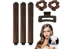 TAIHOBO 9 Sztuki Wałków do Włosów bez Wysokich Temperatur, Lokówki na Noc, Miękkie i Wygodne, Loków bez Wysokiej Temperatury, Antypoślizgowe Wałki na Noc do Różnych Fryzur(Brązowy)