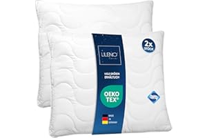 ‎LILENO HOME LILENO HOME Kopfkissen 80x80 (2er Set) – 95°C waschbar, Oeko-Tex & Made in DE – Kissen 80x80 anpassbar für himmlischen Schlaf – Haut schmeichelndes & geruchsfreies Pillow