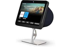 niubuy Adjustable Metal Stand Work for Echo Show 8(3rd Gen), Easily Tilt Your Echo Show 8 Forward Or Backward to Improve Your Viewing Angle,with Power Cord Storage Function(AL Silver)