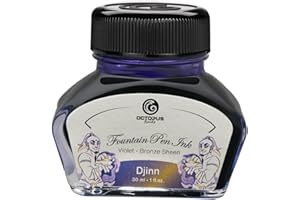 Octopus Fluids Djinn Sheen Ink Encre pour stylo plume dans un pot d'encre, encre Sheen, bleu, 30 ml