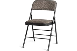 Karl home Folding Chairs, Fabric Padded Foldable Chairs with Heavy Duty Steel Metal Frame, Easy to Fold and Store for Indoor Outdoor Home Office Desk Dining Garden (1, Black)