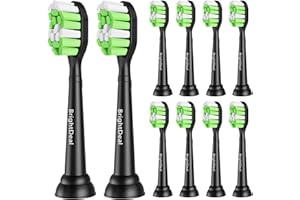 Brightdeal Wymienna szczoteczka do zębów Philips Sonicare, szczoteczka elektryczna kompatybilna z Sonicare Protectiveclean HealthyWhite FlexCare EasyClean - 10 sztuk (czarny)