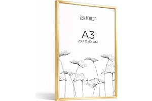 Zenacolor A3 fotoram (set om 2) guld aluminium - Reptålig skyddsfilm, vägg- eller bordsmontering - A3 ram för certifikat, dip