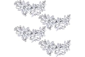 DIFISTIK 4 PCS Rhinestone Bridal Hair Clips, Silver Bride Wedding Hair Accessories Hair Pins Crystal Flower Hair Clips Wedding Headpiece Hair Clips for Women Girls Brides Bridesmaids Prom