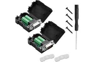 YACSEJAO 1 Coppia Connettore Breakout DB9 RS232 D-SUB 9 pin porta maschio+femmina seriale adattatore senza saldatura connettore terminale modulo segnale con custodia (B, Dado)