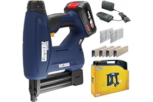 Rapid BTX606 - Agrafeuse Murale P4A 18V, Agrafeuse-Cloueuse Électrique Sans Fil à Batterie, pour Agrafes à Couronne Étroite & Pointes, Bois Dur & Tendre + Batterie 2,5 Ah, Chargeur, Malette