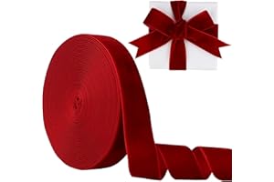 Velvet Ribbon Wine 1 Inch (25mm) 10 Yards Manjonzic Single-Sided Velvet Ribbon Trim Perfect for Christmas Trees Gift Wrapping Bouquets Wedding Decor