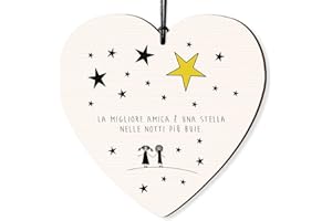 Dorothy Spring La Migliore Amica è Una Stella Cartello da Appendere a Forma di Cuore in Legno, Segno Decorativo Idea Regalo per Una Persona Speciale 10cm x10cm