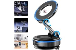 Foluu Ulepszony magnetyczny uchwyt na telefon, obracany o 360°, regulowany i składany, adsorpcja próżniowa, uchwyt samochodowy, niski poziom hałasu, do iPhone'a i Androida, do samochodu, siłowni,