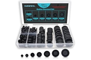 KUBOWAI Lot de 200 œillets de Câble en Caoutchouc, œillets en Caoutchouc Noir, Joints de Prise pour Protéger Les Fils, connecteurs de Câble (7 Tailles)