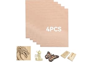 Creatorally 4 Stück A4 unbehandeltes Holz, 11,8 x 8,46 x 1/8 Zoll Leeres Holzbrett für Lasergravur, Schneiden, Basteln, Modellieren, Brandmalerei(A4-Rote Walnuss)