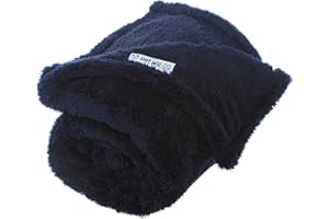 PET WIZ Manta de forro polar suave y esponjoso para gatos y perros, manta cálida para mascotas, lavable a máquina, manta de cama y viajes, protege los muebles, azul marino, grande, 100 x 120 cm