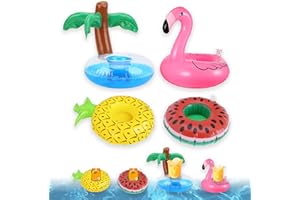 Dazzroi 4Pcs Inflatable Drink Holder Float, Cute Cup Coasters Pool Drink Floats, Blow up Cup Holder Accessories for Kids Adult Pool Beach Party