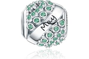 FOREVER QUEEN Women's Birthstone Charms for Bracelet 925 Sterling Silver Bead Charms,Birthday Gift With Jewelry Box