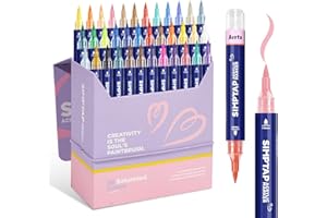 Arrtx Top Valve Action Rotulador acrílico Simptap de 36 colores, punta de pincel extra, marcadores de pintura a base de agua para piedra, vidrio, huevo de Pascua y tela, artes y manualidades para