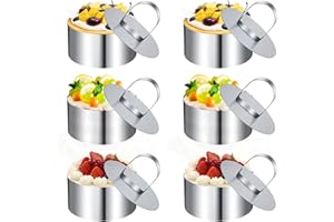 Ovtai 6 Pièces Emporte Piece Rond, 8 cm Cercle Patisserie, Emporte Pièce Acier Inoxydable, Réutilisable Cercle a Patisserie Convient pour Gâteau Mousse Dessert Pain
