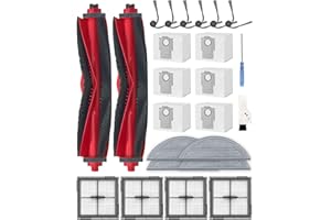 ‎IROBACC iRobacc 24 Stück Ersatzteile Set für Roborock Q10 S5+ Robot Staubsauger, Zubehörsets mit 2 Hauptbürste, 6 Seitenbürsten, 4 HEPA Filter, 6 Staubsaugerbeutel, 4 Wischtücher, 1 Bürste