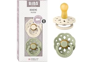 BIBS Boheme Schnuller 2er-Pack. BPA-frei, Kirschform Nippel. Naturkautschuk/Latex, Hergestellt in Dänemark. 0-6 Monate (2er Pack), Ivory/Sage