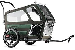 TAXXI Dog M Dog Trailer for Bicycle - Sturdy Bicycle Trailer for Dogs up to 40 kg - with Front & Rear Entry, Mesh Windows, Reflectors, Clutch - Foldable & Weatherproof