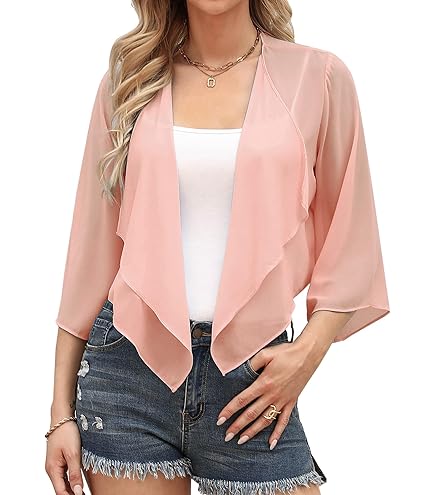 QWWQYDY Damen Bolero Chiffon Beige Gr.S - Eleganter Braut Cover Up Für Hochzeit & Anlässe