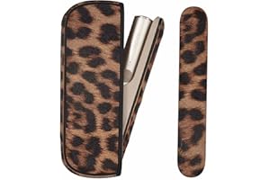 YiTenn Schutzhülle+Seitendeckel 2-in-1 Set Case Hülle für iqos iluma, TPU+PU Leder Material Zubehör (C-Leopard braun)