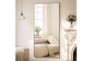 ‎BEAUTYPEAK BEAUTYPEAK 171x76cm Ganzkörperspiegel, Groß Standspiegel und Wandspiegel mit Aluminiumrahmen, Shatterproof Glas für Verzerrungsfreie Reflexion, ideal für Schlafzimmern, Eingangstür, Fluren, Schwarz