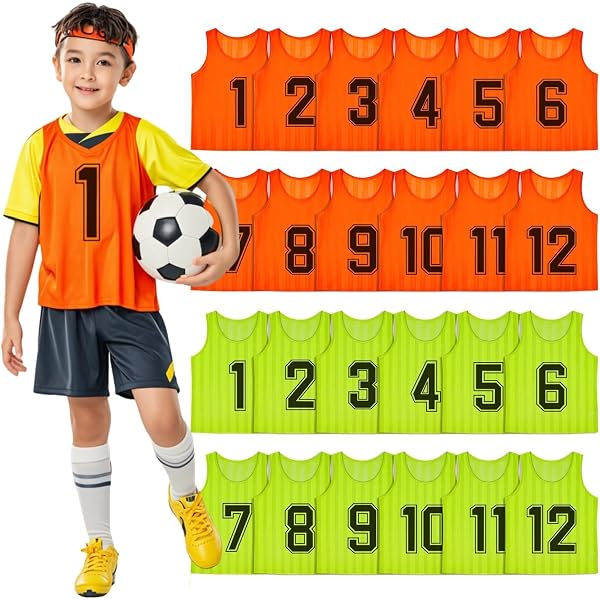 Lot De 24 Chasubles D'entraînement ASMIZ – Maille Respirante, 12 Rouges + 12 Bleues, Taille Universelle Adulte/jeune