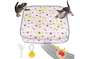 AYESY Juguete Interactivo Gato, Juguete de Bola USB para Gatos con Colchoneta Pelota de Juguetes para Gatos Esconder y Buscar Gatitos Recargable y Activado por Movimiento Juego de Atrapar Ratones