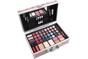 GLOSS ! GLOSS! | Coffret Beauté Femme | Coffret Cadeau Femme|Cadeaux Noël | Mallette de Maquillage Rose| 48 pièces : Blush, Fard à Paupières, Rouge à Lèvres, Vernis à Ongles, | Rangement et Organisateur