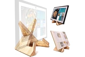 G N HANDICRAFTS Solid Wood Tablet Computer Stands Compatible for Echo Show 15,Echo Show 21,Support Both Horizontal and Vertical Modes.and Suitable for Cookbook Stand Holder Display. (Light Brown)