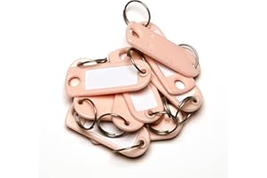 van den Heuvel Schlüsselanhänger rosa | 10 Schlüsselanhänger Rohlinge zur Beschriftung | Schlüsselschild mit Ring zum Beschriften und Auswechseln | extra stabile Schlüssel Beschriftungsschilder