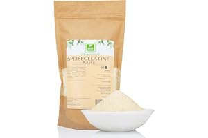 ‎GREEN ESSENCE Speisegelatine 180 Bloom 1 kg von der Grünen Essenz | Gelatine Pulver Schweinegelatine Aspikpulver zum Andicken von Gelees, Desserts und Fleischgelees Erstklassige Qualität der Lebensmittel (1 Kg)