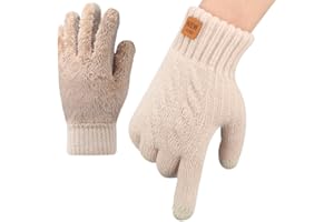 ytorgr Winter Thermal Gloves for Women - Warm Fleece Knitted Touch Screen Gloves for Outdoor Sports Running Cycling