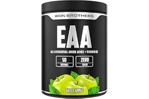 ‎IRON BROTHERS EAA Zero von IRON BROTHERS – 500g – Grüner Apfel – Vegan & Zuckerfrei Alle 8 Essentiellen Aminosäuren Pulver im 8 Pattern Human Code Verhältnis + Vitamin B6 ohne Nachgeschmack (Green Apple)