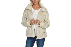 DENIMFY Damska kurtka polarowa o regularnym kroju DFKira pluszowa kurtka zimowa, kurtka przejściowa, stójka, czarna, beżowa, brązowa, S M L XL XXL