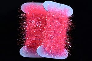 Tigofly 6 Karten, 60 m, UV-Farbe, Fliegenfischen, Lametta, Chenille, Kristallschnur, Nymphen, Luftschlangen, Köderherstellung, Fliegenbinden, Material (Flo-Pink)