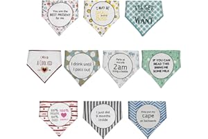 Loiieru Qinhi 10-Pack Baby Bib Gift Set, Soft Funny Cotton Toddler Drool Bibs with Snaps, Super Absorbent Baby Bandana Bibs for Newborn Infant Boys and Girls Shower Gifts Unisex