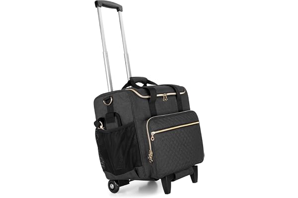 Luxja Trolley, laptopväska med hjul, arbetsväska för kvinnor, portfölj för lärare och lärare, (utan tillbehör)