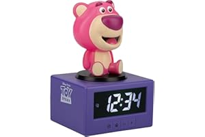 Paladone Toy Story Lotso Digital Alarm Clock with Night Light & Music - Officially Licensed Disney Bedroom Décor for Kids, Battery Powered, Idea, Pixar Merch