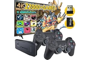 PZNETUE Console de Jeux Vidéo Rétro, Console de Jeux Retro x 20000+ Jeux Classiques, 2 Joueurs sans Fil USB Plug and Play TV Stick HDMI Portable, Jeux Cadeau pour Enfants Garçon et Adulte (64G)