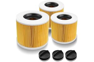 Lahnaokfis 3 PCS Filtros de Cartucho, Compatible para Filtro Karcher de Repuesto, Filtro Cartucho Lavables y Reutilizables para Karcher WD3 WD2 WD3P A2004 MV2 MV3 / Sustituye a 6.414-552.0/64145520
