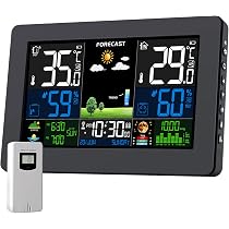 Konsen Draadloos Weerstation – Kleurendisplay, Met Buitensensor, DCF-klok, Weersvoorspelling, Temp/humiditeit, Alarm En Vorstmelding