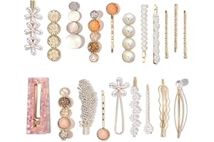 Mehayi, 20 fermagli per capelli in resina acrilica e perle, forcine per capelli in coccodrillo marmo, forcine con cristalli glitterati, accessori per capelli dorati, regalo per donne e ragazze