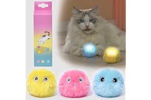 Sunwuun 3 Stück Glühen Katzenbälle Interaktives Katzenspielzeug Ball mit Sound Kätzchenspielzeug Selbstbeschäftigung Plüsch Balle mit Lebensechte Tiergeräusche für Katze
