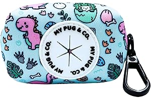 My Pug - Porta Bolsas Caca Perro | Accesorios para Perros | Dispensador Bolsas Caca Perro | Perros Accesorios | Porta Bolsa Tela Excrementos | Accesorios Perros para Bolsas Caca Perro (Doggysaurus)