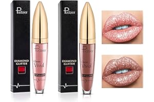 YGACHE Gloss Voluminizador De Labios 2 Palos Barra Labios Permanente Pintalabios Brillo Lip Con Glitter Lipgloss De Labios Larga DuracióN Con Diamante Taza No Adhesiva Resistente Al Agua De Larga Duración