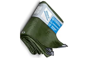 ETM - Bâche imperméable avec oeillet - Bâche de protection pour extérieurs/intérieurs - Étanche, résistante aux UV pour bateaux, chantiers - Densité 140 g/m², Vert, 3x4 m