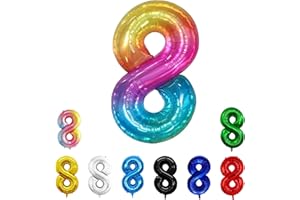LXMYDM Birthday Number Balloons XXL Giant Foil Balloons 40 Inch - 101 cm Balloons Birthday Boys Girls Baby Shower Birthday Decorations Anniversary Party Decorations (Jelly Color, 8)