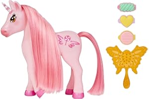 MGA ENTERTAINMENT MGA Dream Bella Small Candy Unicorn - Ribbon - Lolli Motif - Pink Mini Unicorn with 3 Scented Candy Hair Clips, Long Mane, Brush & Scratch 'N Sniff Label - From 3 Years